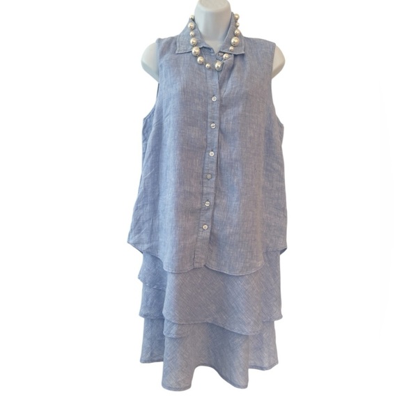 FINLEY Linen Sleeveless Tiered coastal summer dress Dress size Small boho chic - Picture 7 of 8